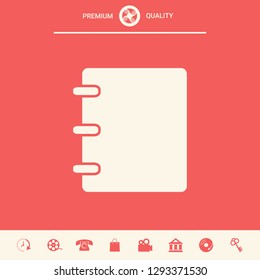 Notebook, address, phone book icon with blank cover. Graphic elements for your design