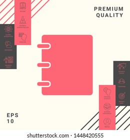 Notebook, address, phone book icon with blank cover. Graphic elements for your design