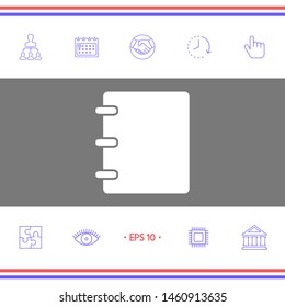 Notebook, address, phone book icon with blank cover. Graphic elements for your design