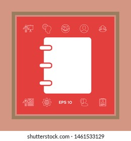 Notebook, address, phone book icon with blank cover. Graphic elements for your design