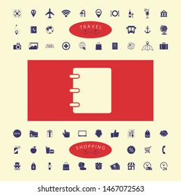 Notebook, address, phone book icon with blank cover. Graphic elements for your design