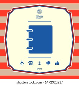 Notebook, address, phone book icon with blank cover. Graphic elements for your design
