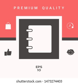 Notebook, address, phone book icon with blank cover. Graphic elements for your design
