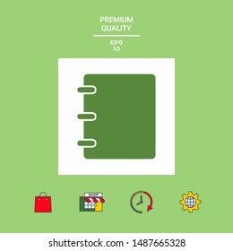 Notebook, address, phone book icon with blank cover. Graphic elements for your design