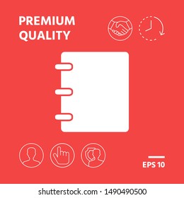 Notebook, address, phone book icon with blank cover. Graphic elements for your design