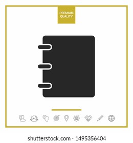 Notebook, address, phone book icon with blank cover. Graphic elements for your design