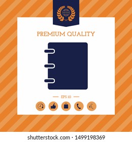 Notebook, address, phone book icon with blank cover. Graphic elements for your design
