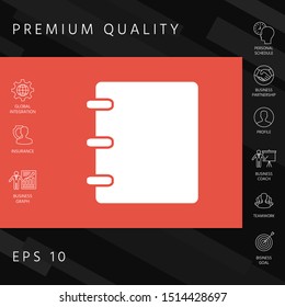 Notebook, address, phone book icon with blank cover. Graphic elements for your design