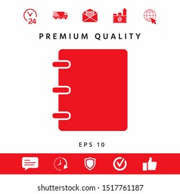 Notebook, address, phone book icon with blank cover. Graphic elements for your design