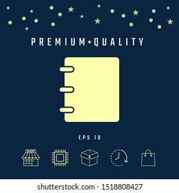 Notebook, address, phone book icon with blank cover. Graphic elements for your design