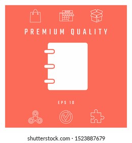 Notebook, address, phone book icon with blank cover. Graphic elements for your design