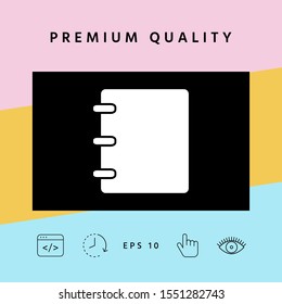 Notebook, address, phone book icon with blank cover. Graphic elements for your design