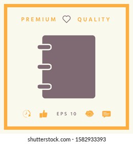 Notebook, address, phone book icon with blank cover. Graphic elements for your design