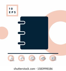 Notebook, address, phone book icon with blank cover. Graphic elements for your design