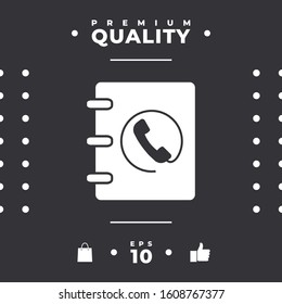 Notebook, address, phone book icon with handset symbol. Graphic elements for your design