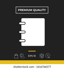 Notebook, address, phone book icon with blank cover. Graphic elements for your design