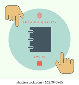 Notebook, address, phone book icon with blank cover. Graphic elements for your design
