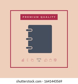 Notebook, address, phone book icon with blank cover. Graphic elements for your design