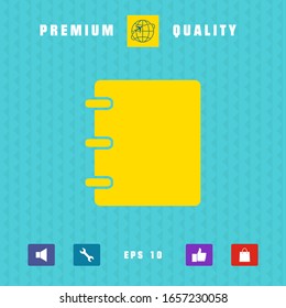 Notebook, address, phone book icon with blank cover. Graphic elements for your design