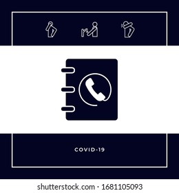 Notebook, address, phone book icon with handset symbol. Graphic elements for your design