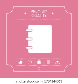 Notebook, address, phone book icon with blank cover. Graphic elements for your design