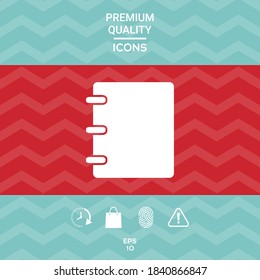 Portátil, dirección, icono de la libreta de teléfonos con portada en blanco. Elementos gráficos para su diseño