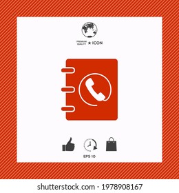 Notebook, address, phone book icon with handset symbol, elements for your design