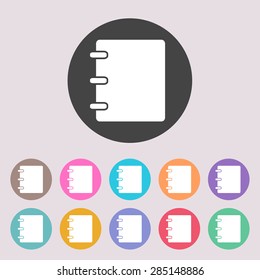 Notebook, address, phone book icon. Set of colored icons.