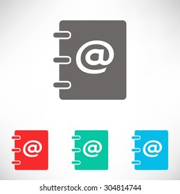 Notebook, address, phone book icon. Set of varicolored icons.
