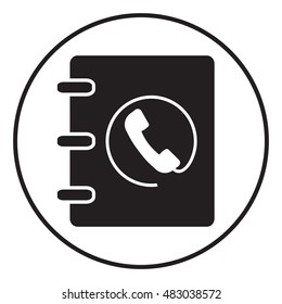 Notebook, address, phone book icon with handset symbol