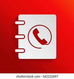 Notebook, address, phone book icon with handset symbol