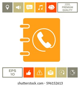 Notebook, address, phone book icon with handset symbol