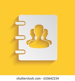 Notebook, address, phone book icon with symbol of group people 