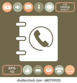 Notebook, address, phone book icon with handset symbol