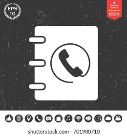 Notebook, address, phone book icon with handset symbol