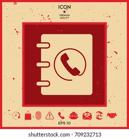 Notebook, address, phone book icon with handset symbol