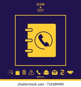 Notebook, address, phone book icon with handset symbol