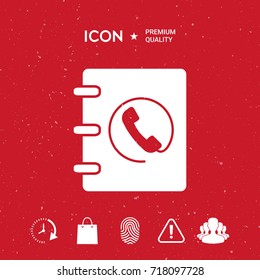 Notebook, address, phone book icon with handset symbol
