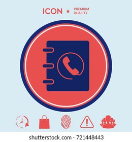 Notebook, address, phone book icon with handset symbol