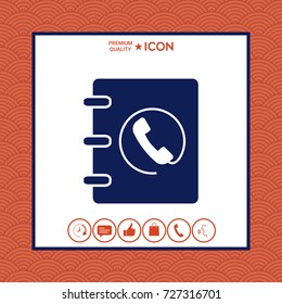 Notebook, address, phone book icon with handset symbol