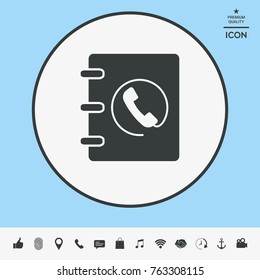 Notebook, address, phone book icon with handset symbol