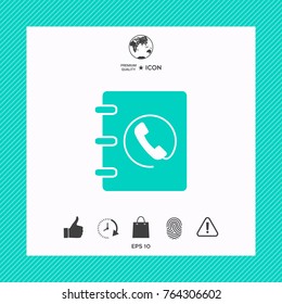 Notebook, address, phone book icon with handset symbol