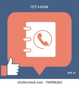 Notebook, address, phone book icon with handset symbol