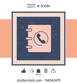 Notebook, address, phone book icon with handset symbol