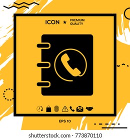 Notebook, address, phone book icon with handset symbol