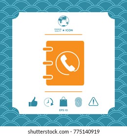 Notebook, address, phone book icon with handset symbol