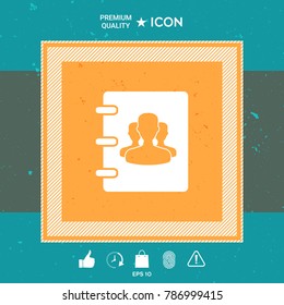 Notebook, address, phone book icon with symbol of group people 