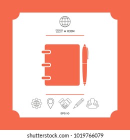 Notebook, address, phone book with pen symbol icon