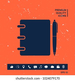 Notebook, address, phone book with pen symbol icon