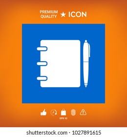 Notebook, address, phone book with pen symbol icon